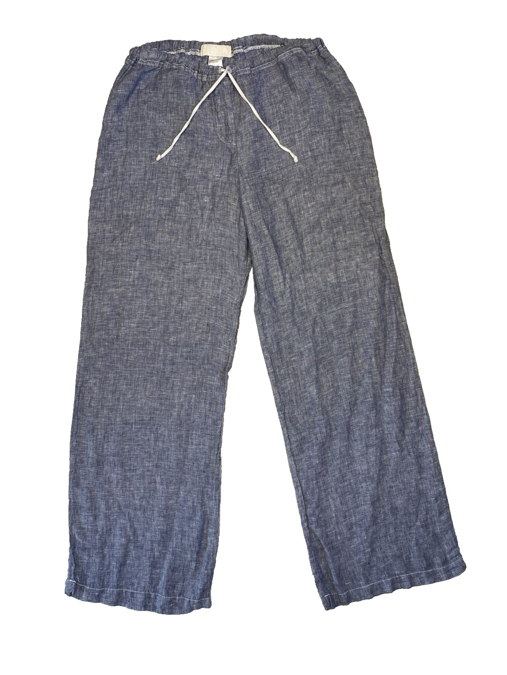 CP Shades Womens Pants Large Linen Blue Lagenlook Wide Leg Loose Coastal Resort